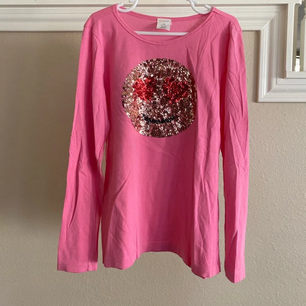 Girls J. Crew Crewcuts Smiley Face Sequin Tee - Picture 2 of 8